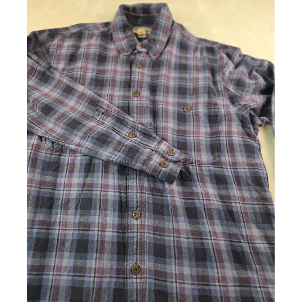 Duluth‎ Men's Size LargeTall Blue Plaid Free Flannel Button Up Shirt